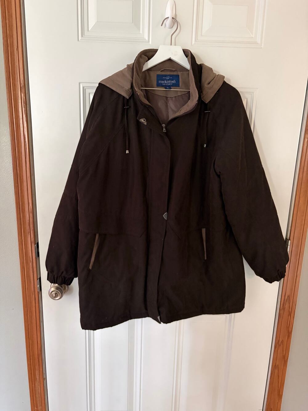 McIntosh New England Women’s XL Brown Hooded Fleece Lined Jacket Detachable Hood